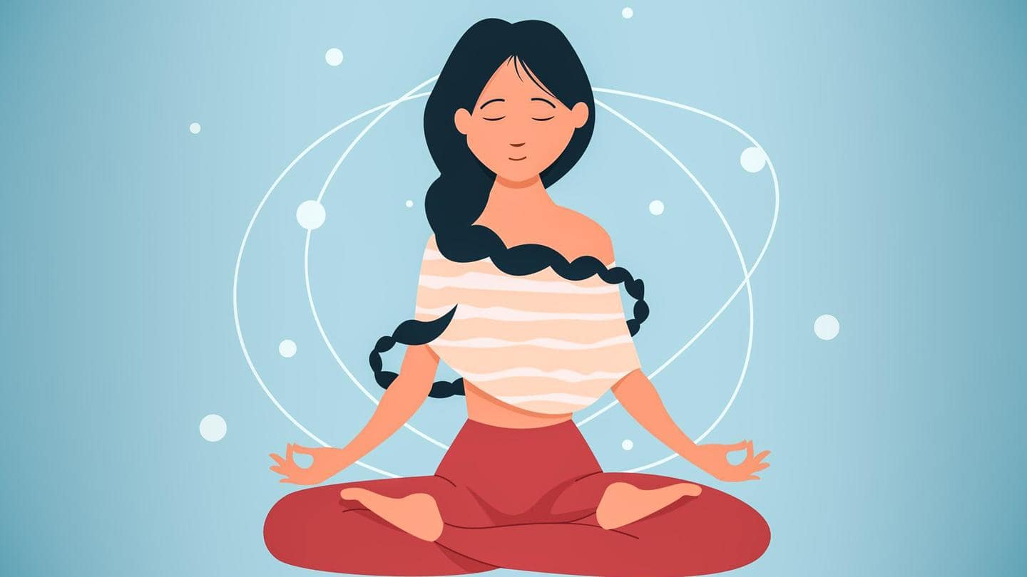 Woman sitting down for Pranayama